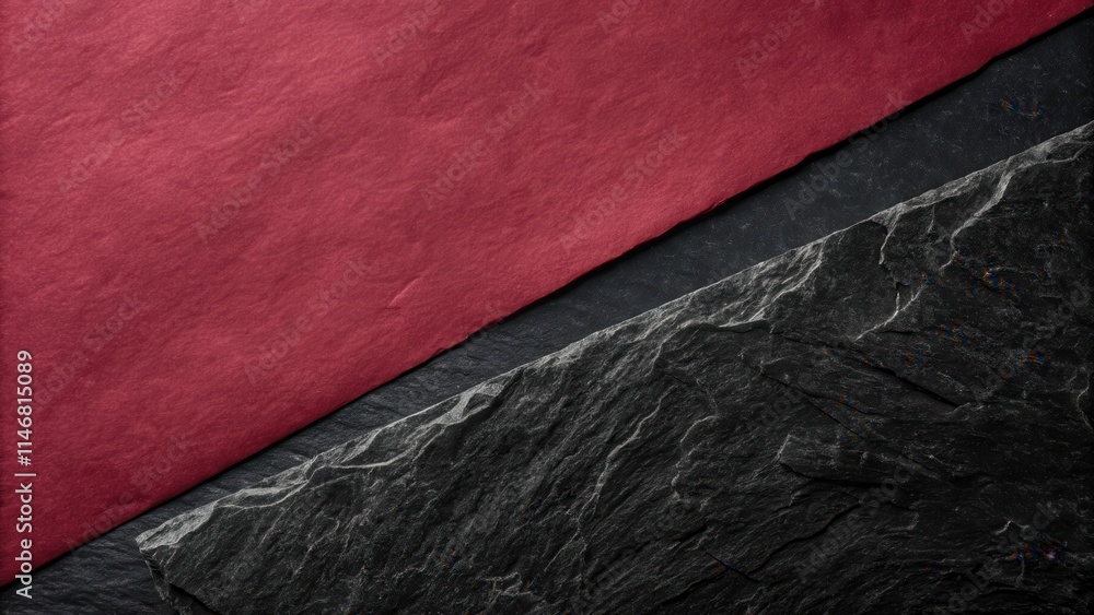 Aufkleber abstract background with a diagonal line separating a smooth red surface and a rough, textured black