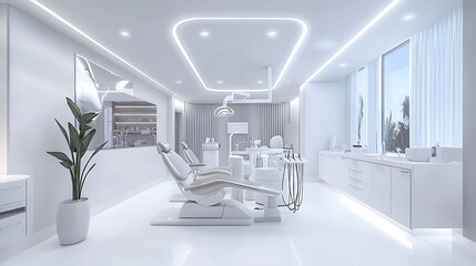 Sleek and Modern Dental Office Interior Design with Advanced Equipment and Bright Lighting