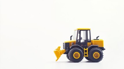 Fototapeta premium Yellow toy bulldozer on white background.