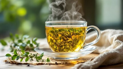Kräutertee Herbal Tea Infused with Fresh Alpine Herbs (Swiss Cuisine)