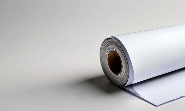 A roll of white paper on a light background, ideal for printing or crafting purposes.