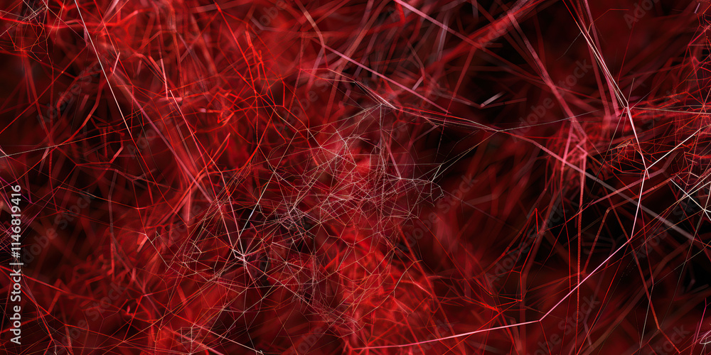 Poster abstract red and white line network