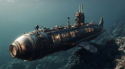 Steampunk Submarine: Deep Ocean Exploration