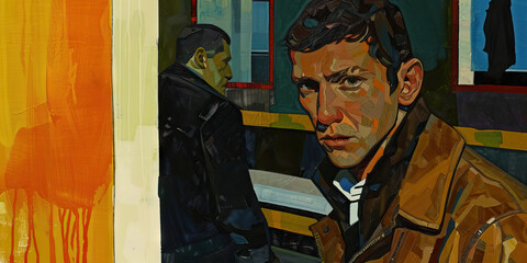 Stylized Portrait of Two Men in Jackets