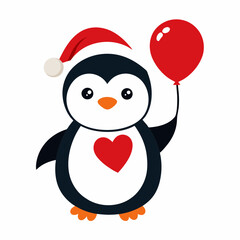christmas penguin with santa hat