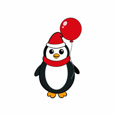 penguin in santa claus hat