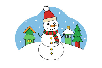 snowman with christmas tree