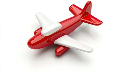 A stylized red and white airplane model, symbolizing travel and aviation.