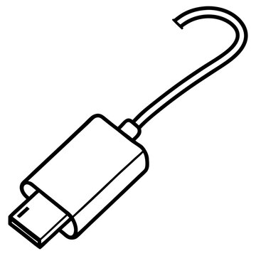 black usb cable connector outline clip art preview