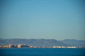Fototapeta premium view of las arenas beach in valencia in spain on the mediterranean sea