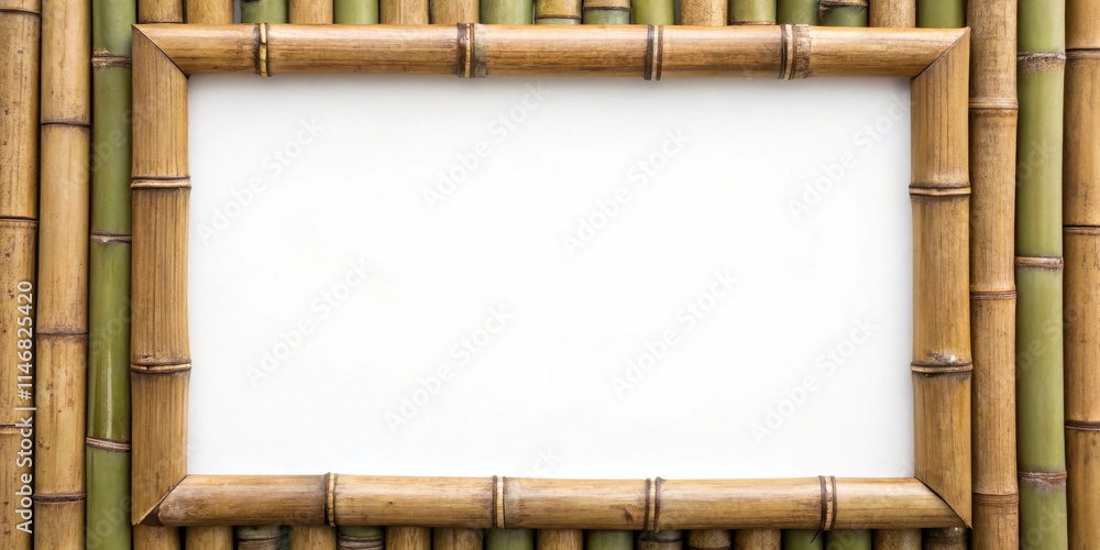 Aufkleber A Natural Bamboo Frame Surrounding a Blank White Space, Ideal for Adding Your Own Message or Image