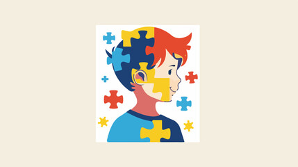 Fototapeta premium Child Autism Symbol Vector Illustration for Awareness Campaigns