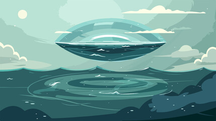 Flat Earth Concept Illustration in Simple Cartoon Style