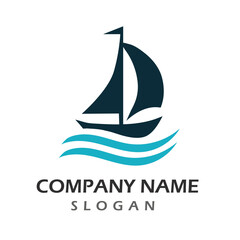 sailboat icon logo template vector illustration cruise business icon