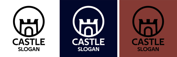 Castle logo template, building logo design vector