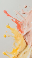 Texture of multi-colored melted ice cream on a white background
