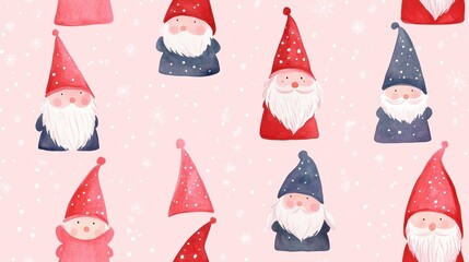 Cute gnome seamless repetitive pattern for holiday decoration