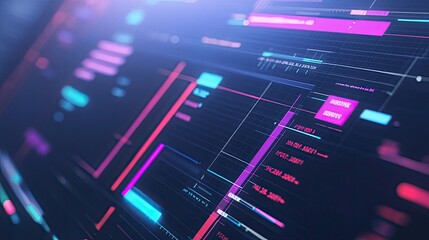 Naklejka premium Abstract digital interface with glowing lines and data.