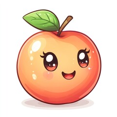 Obraz premium Cute cartoon apple with big eyes and a smile.
