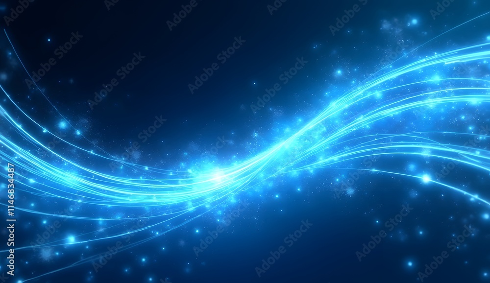 Poster abstract light lines of motion and speed with sparks of blue color. light everyday luminous effect. 
