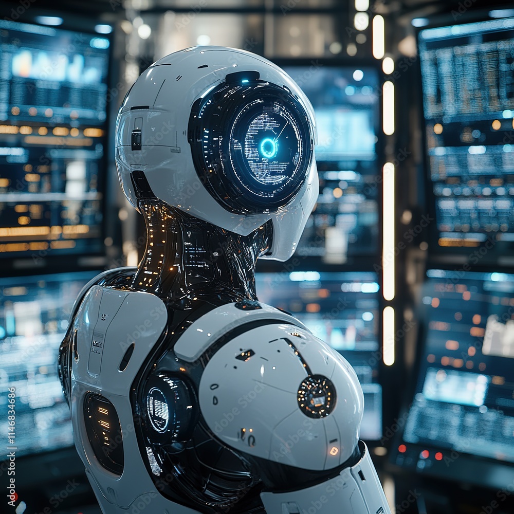 Poster robotic innovations in technology futuristic lab digital art high-tech environment close-up view ai 