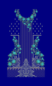 Indian Embroidery Neck and Border Design, Pattern, Patch, Embroidery Designs, Women Shirt Designs, Embroidery Allover Designs Embroidery Illustration, for Textile Clothing Design Manual artwork