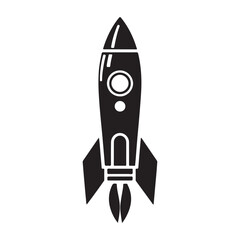 Rocket icon silhouette illustration with white background 6