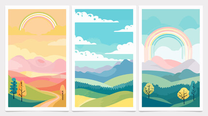 Fototapeta premium Stunning Collection of Landscapes with Rainbow in Natural Scenery