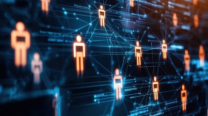 Abstract network visualization of data connections digital environment infographic perspective technology concept