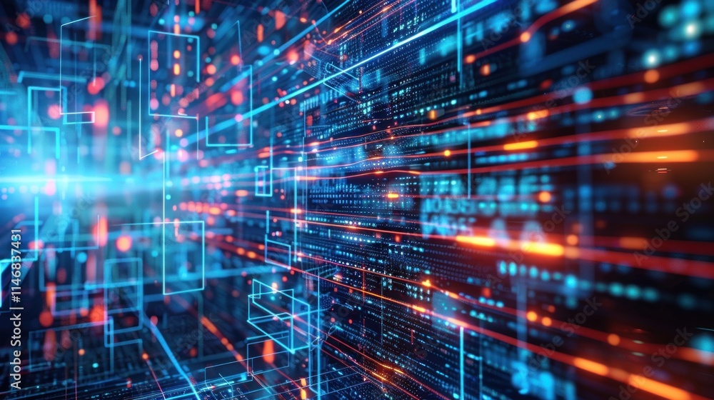 Poster abstract digital data stream: a visual representation of cyberspace