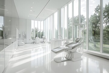 Sleek and Modern Dental Office Interior Design with Advanced Equipment and Bright Lighting