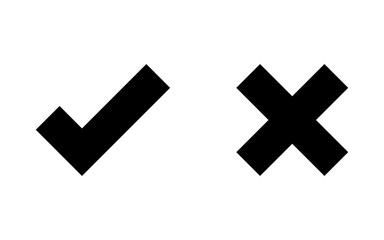 Thick black true and false icons