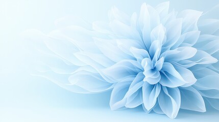 Obraz premium Elegant light blue abstract flower illustration on a soft gradient background.