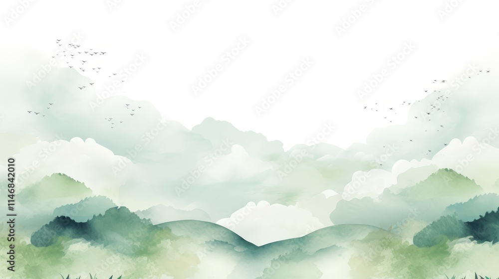 Poster serene pale green background creates a calming atmosphere while highlighting visual elements