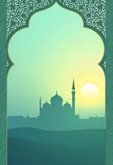 the mosque silhouette in frame