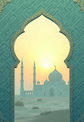 the mosque silhouette in frame