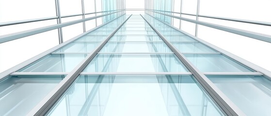 Fototapeta premium Modern Architectural Perspective of a Glass Building Interior, Showcasing the Unique Design Elements and Light-Infused Spaces in Urban Environments