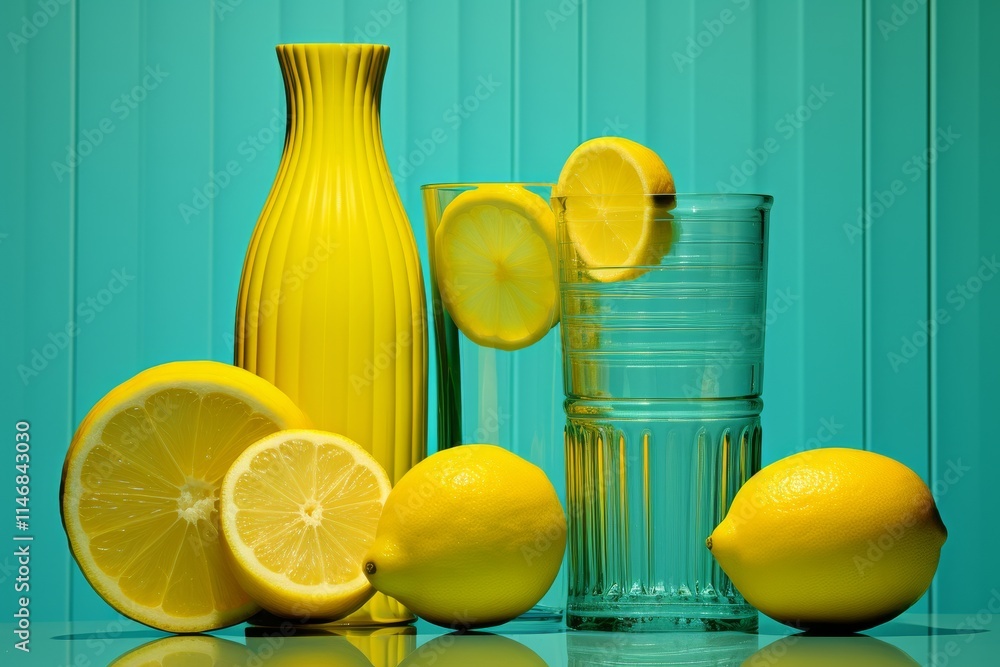 Poster minimalist still life composition featuring objects of similar color shades on solid background
