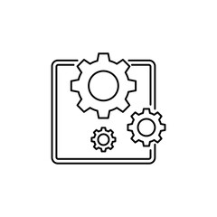 Gear Outline icon Depicts a working mechanism or process.