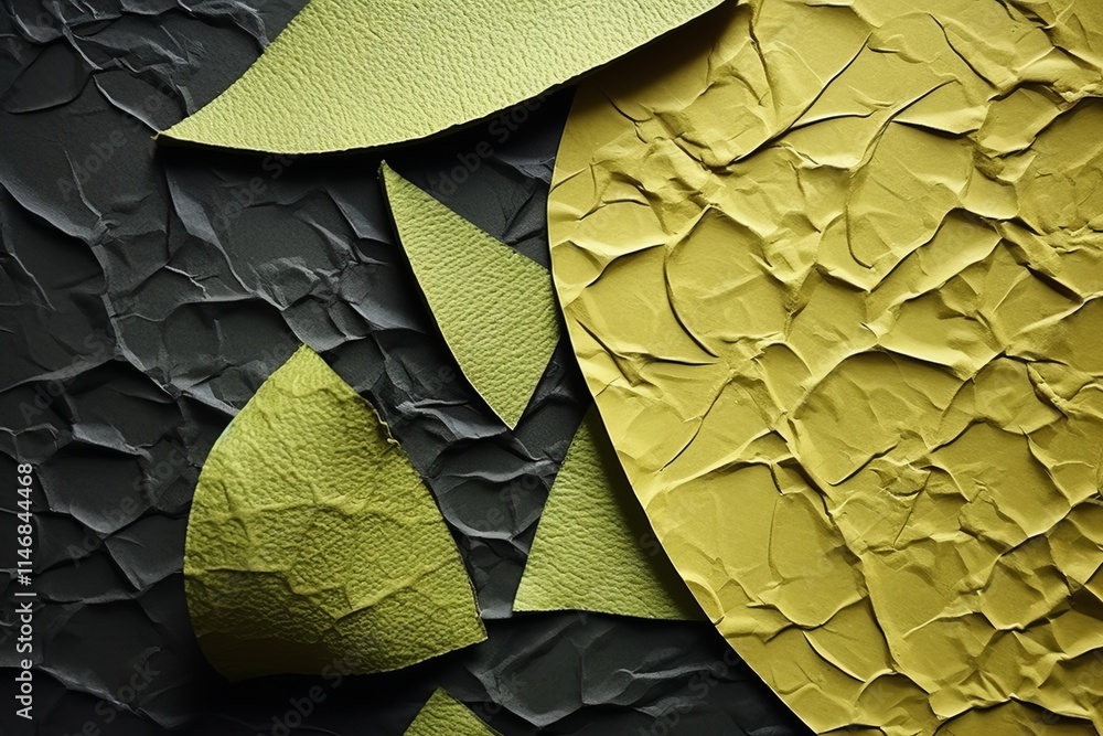 Poster exploring abstract shapes in light green textured layers for captivating visual effects