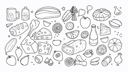 Outlined Dairy and Vegetables Coloring Book Set for Fun Learning and Creativity