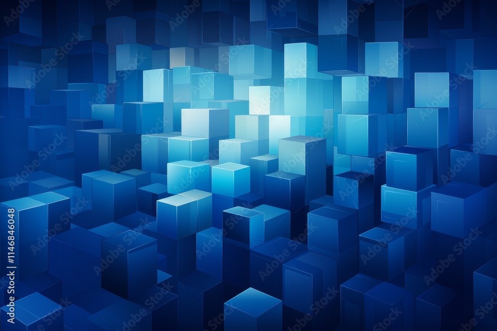 Aufkleber illusionary cubes overlapping blue and white shapes creating a stunning 3d visual deception