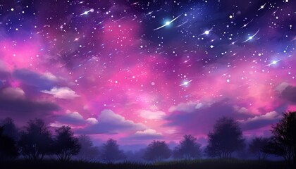 Naklejka premium A serene night sky adorned with countless twinkling stars and stunning celestial wonders above