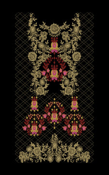 Indian Embroidery Neck and Border Design, Pattern, Patch, Embroidery Designs, Women Shirt Designs, Embroidery Allover Designs Embroidery Illustration, for Textile Clothing Design Manual artwork