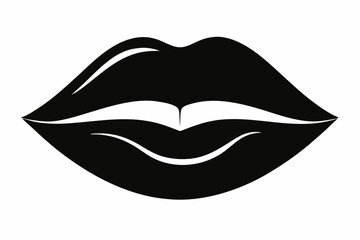 Valentines Kissing Lips Icon in Black Silhouette on White Background,14 February Valentines Day Kissing Vector Design Icon solated, symbol.