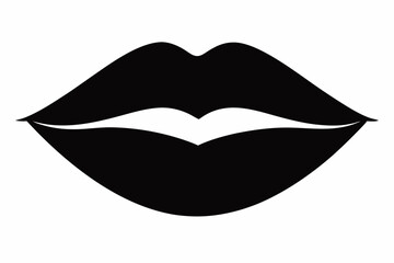 Valentines Kissing Lips Icon in Black Silhouette on White Background,14 February Valentines Day Kissing Vector Design Icon solated, symbol.