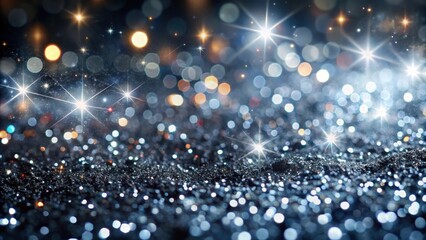 A shimmering abstract backdrop of twinkling lights and sparkling glitter, creating a magical and celebratory atmosphere