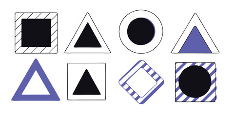 Different set of geometric shapes. Memphis design retro elements. Collection trendy halftone geometric shapes. trends designs and vintage graphics design element collection. vector file easily used.