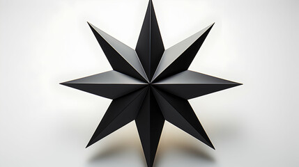 Obraz premium A three-dimensional black star with sharp points, set against a light background.