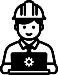 Freelance engineer working vector icon. filled flat sign for mobile sign, symbol, vector, art